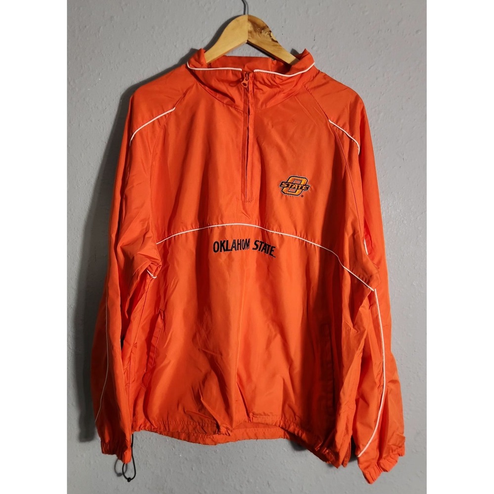 Red Oak Sportswear Oklahoma State Pullover  Windbreaker Size Large Orange
